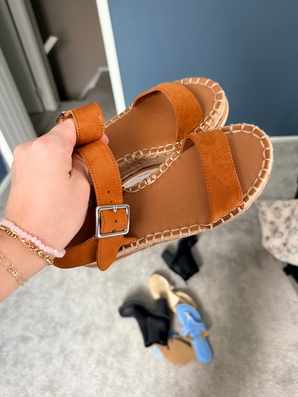 Universal Thread Cognac Brown Espadrille Slide Sandals